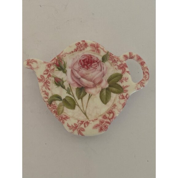 TEA BAG Holders Teapot Shape Floral RoseDesign Melamine Italy Lot of 7 - Picture 2 of 9